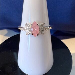 Elegant Pink Stone Silver Ring